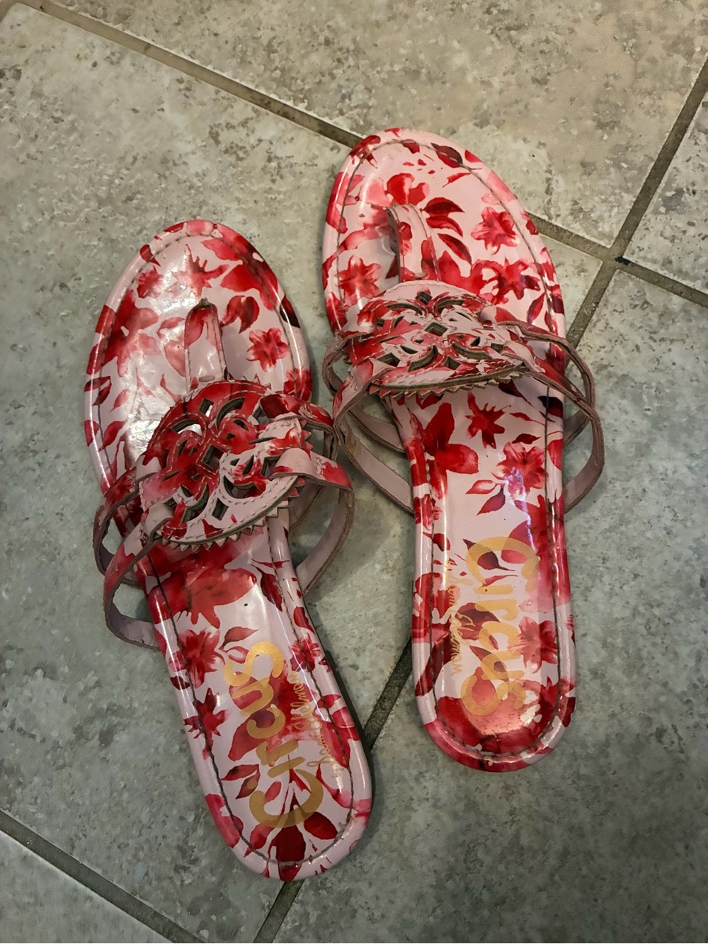 Women's Floral Red pink Slide Sandals circus by Sam Edelman